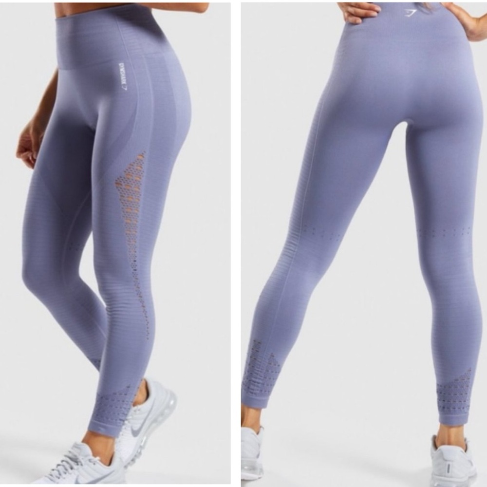 Gymshark • Energy+ Seamless Perforated Leggings in Steel Blue/Light Purple